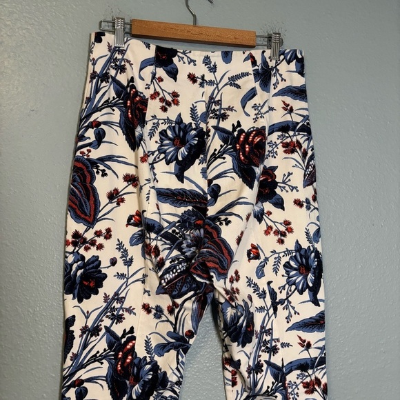 Diane Von‎ Furstenberg Dakota White Rose Floral Skinny Trouser Pants Size 12 - Picture 9 of 12